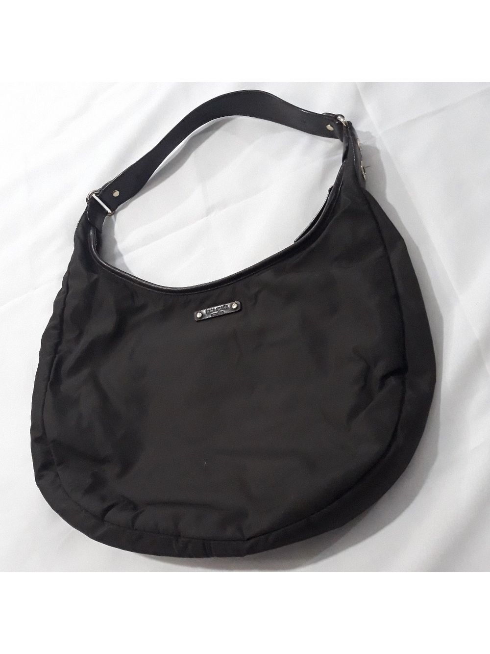 Kate Spade Nylon Hobo Shoulder Bag Brown Wit Leather Trim On The Strap Zippered - Picture 11 of 12
